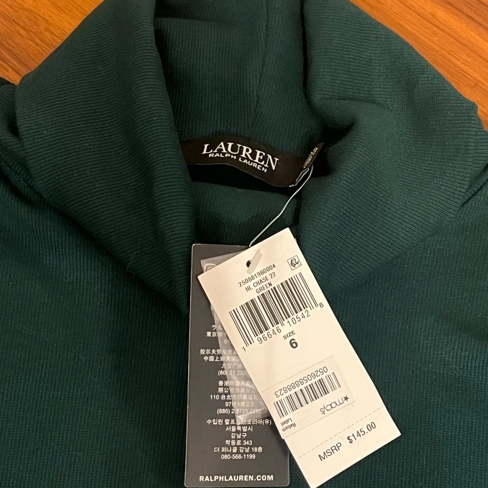 Lauren Ralph Lauren Teal Turtleneck Top - Picture 2 of 3